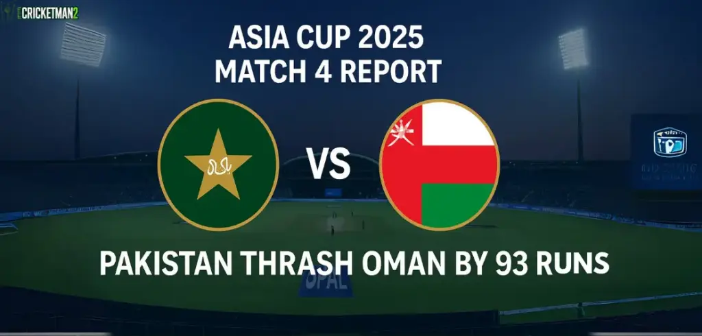 Oman Innings – Batting Collapse
Pakistan vs Oman Asia Cup 2025 Result.
Oman’s chase never really got going. The top order crumbled under the early pressure applied by Pakistan’s bowlers. None of the batsmen, apart from Hammad Mirza, looked comfortable. The batting card tells the story of Oman’s struggles.