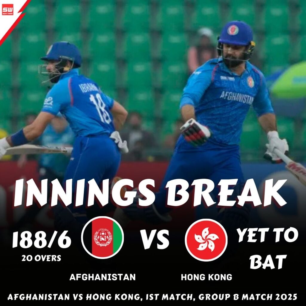 Afghanistan Innings – 188/6 (20 Overs)
Afghanistan’s innings had two phases – an early collapse and a brilliant recovery. At one point, they were struggling at 95/6, but then came a partnership that completely changed the game.